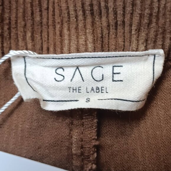NEW SAGE THE LABEL kahlo washed cord pant in brown Size SMALL NWT - Picture 6 of 10